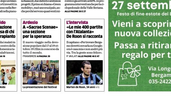 PRIMA PAGINA - L’Eco di Bergamo: "Le mie 400 partite con l’Atalanta: De Roon si racconta"