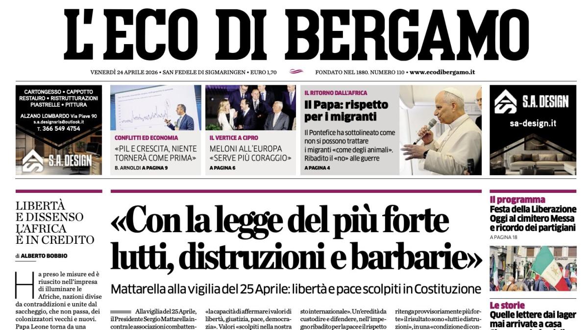 PRIMA PAGINA - L'Eco di Bergamo: "Atalanta, tutto sul campionato per tornare in Europa"