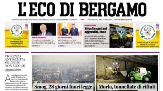 La prima pagina de L'Eco di Bergamo: "Pierpaolo Marino: 'Atalanta, un augurio chiamato scudetto'"