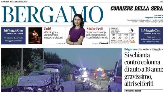 PRIMA PAGINA - Corriere di Bergamo: "Arriva la Nazionale, venerdì azzurro"
