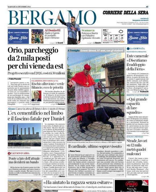 PRIMA PAGINA - Corriere di Bergamo:  "Scamacca: Potenza e libertà: con Palladino il goleador ritrovato"