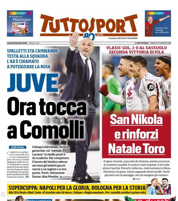 PRIMA PAGINA - TuttoSport: "Juve, ora tocca a Comolli"