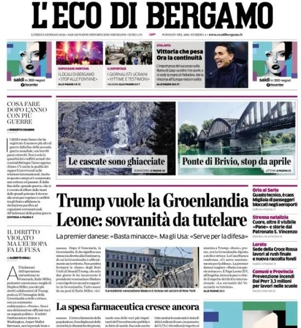 PRIMA PAGINA - L’Eco di Bergamo: "Vittoria che pesa. Ora la continuità"