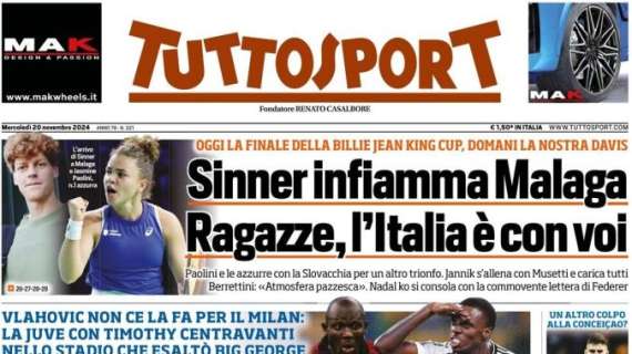 L'apertura di Tuttosport: "Weah nel nome di papà". Giocherà da 9 col Milan