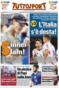 L'apertura in prima pagina di Tuttosport sul 3-1 alla Francia: "L'Italia s'è desta"