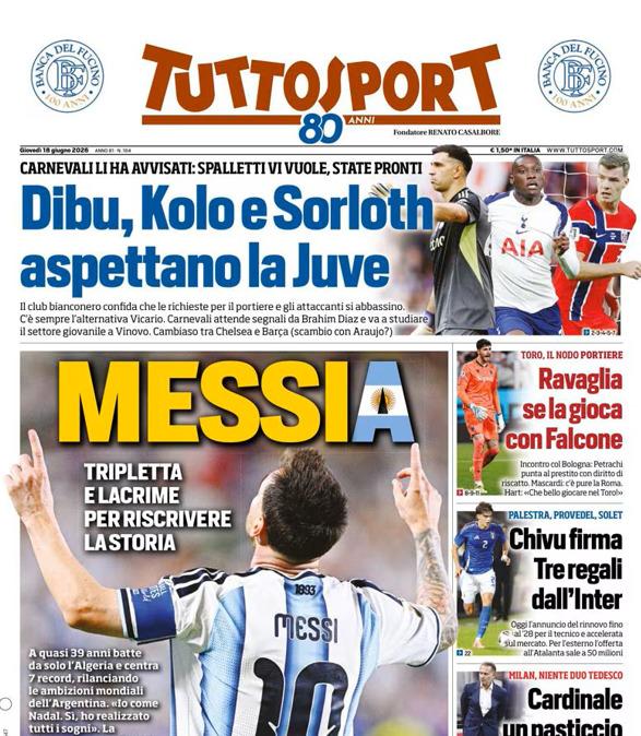 PRIMA PAGINA - Tuttosport: "MessiA"