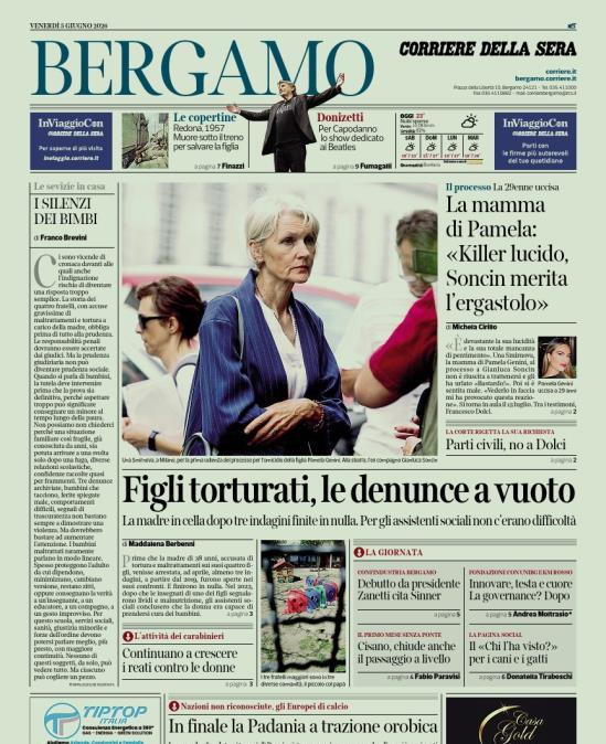 PRIMA PAGINA - Corriere di Bergamo: "Torna il Gasp ma per il tennis"