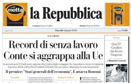 L'apertura de La Repubblica: "Record di senza lavoro. Conte si aggrappa alla Ue"