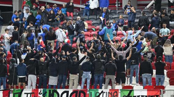 'Ragazzi con i Tricolori' alla Bozsik Arena. Si sono voltati durante l'inno di Israele