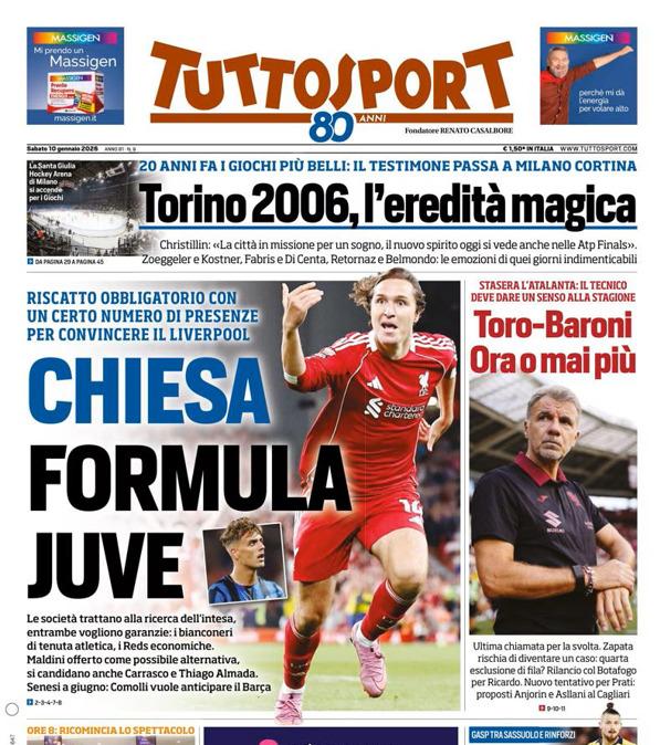 PRIMA PAGINA - TuttoSport: "Chiesa formula Juve"