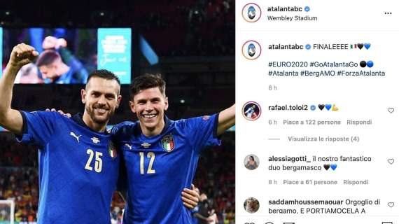 FOTO - Anche l'Atalanta celebra la finale dell'Italia ad Euro2020 con i suoi due ner(azzurri)