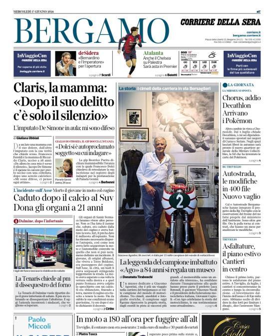 PRIMA PAGINA - Corriere di Bergamo: "Anche il Chelsea su Palestra. Sarà asta in Premier"
