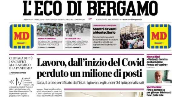 L'Eco di Bergamo: "Lavoro, dall’inizio del Covid perduto un milione di posti"