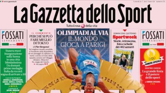 La Gazzetta dello Sport in apertura sui Giochi Olimpici: "Caccia all'oro"