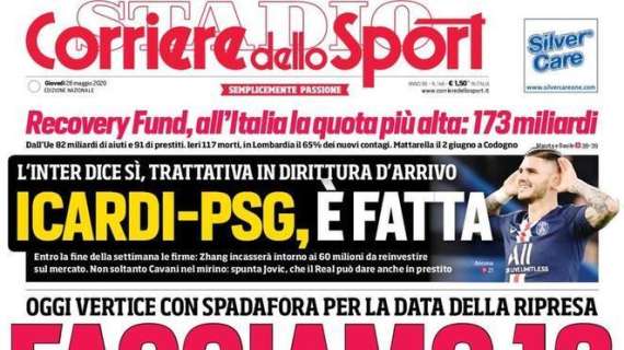 Corriere dello Sport in apertura: "Juventus, avanza Milik! Fatta per Icardi al Psg"