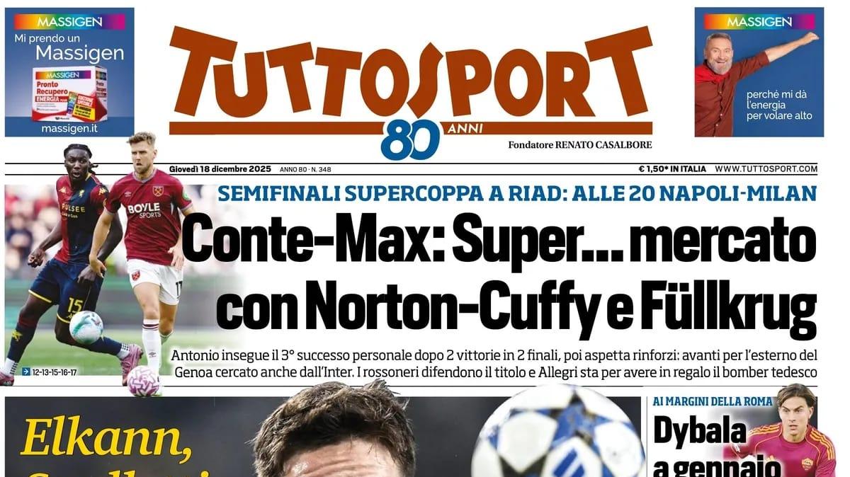 PRIMA PAGINA - Tuttosport: "Incentivi Champions"