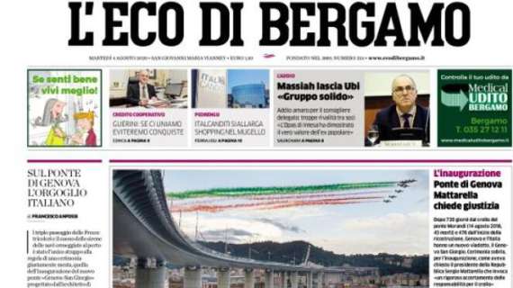 L'Eco di Bergamo: "Prove di test con la saliva. Ora la priorità è la scuola"