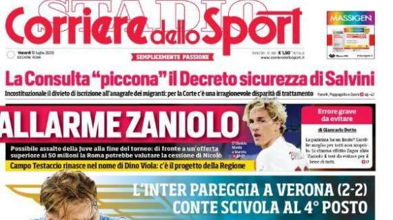 L'apertura del Corriere dello Sport (ed. Roma): "La Lazio tifa Gasp"