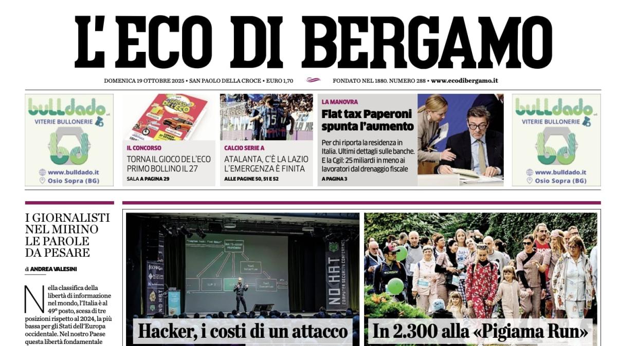 PRIMA PAGINA - L’Eco di Bergamo: "Atalanta, c’è la Lazio: l’emergenza è finita"