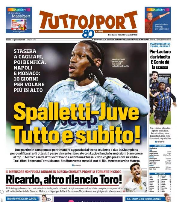 PRIMA PAGINA - TuttoSport: "Spalletti-Juve Tutto e subito!"