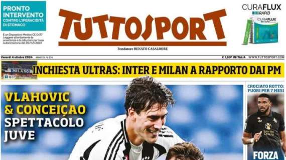 Tuttosport in prima pagina celebra la coppia Vlahovic-Conceicao: "I gemelli diversi"