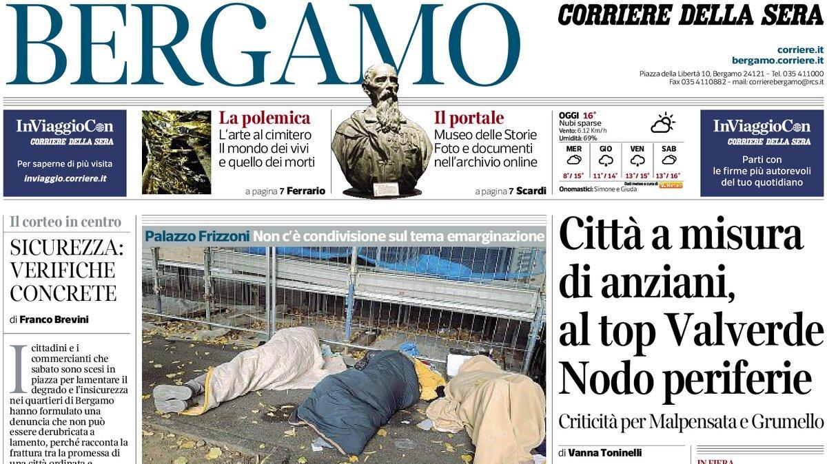 PRIMA PAGINA - Corriere di Bergamo: "C’è il Milan, l’Atalanta prova a reagire"