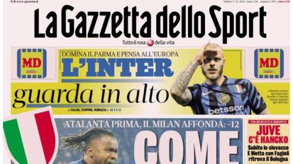 L'apertura de La Gazzetta dello Sport sulle 9 vittorie di fila dell'Atalanta: "Come Dea comanda"