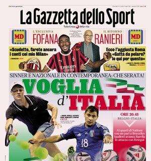 La Gazzetta dello Sport in prima pagina: "Voglia di Italia. Spalletti avanza Barella in attacco"