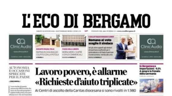L'Eco di Bergamo in prima pagina: "L'Atalanta Under 16 va a caccia di scudetto"