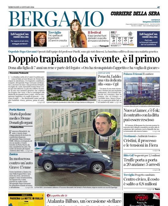 PRIMA PAGINA - Corriere di Bergamo: Atalanta-Bilbao, un’occasione stellare