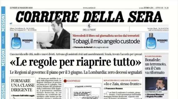 Corriere della Sera in apertura: "Le regole per riaprire tutto"
