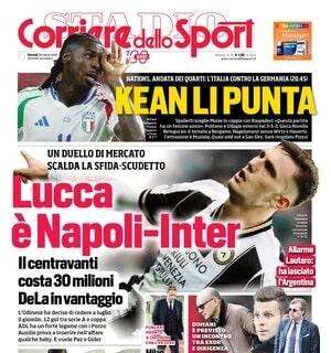 "Lucca, è Napoli-Inter". L'apertura del Corriere dello Sport è sul nuovo duello di mercato