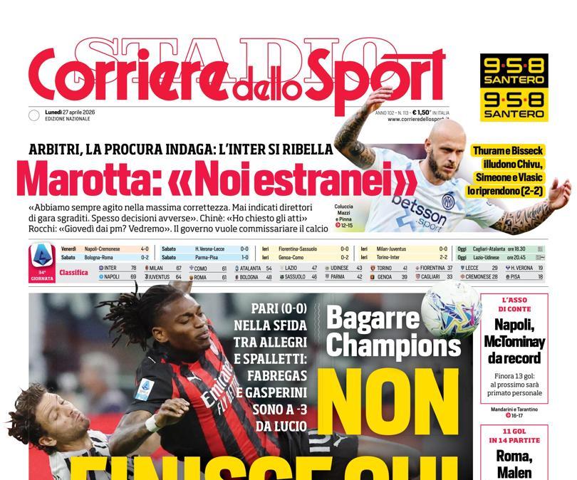 PRIMA PAGINA - Corriere dello Sport: "Non finisce qui"