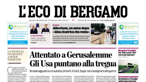 PRIMA PAGINA - L’Eco di Bergamo: “La favola azzurra vista da Bergamo”
