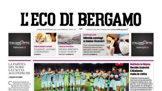 L'Eco di Bergamo: "Decide Scalvini. L’Atalanta resta in vetta"
