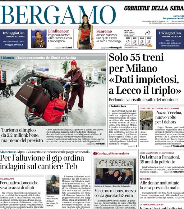 PRIMA PAGINA - Corriere di Bergamo: Atalanta per l’impresa contro il Bayern
