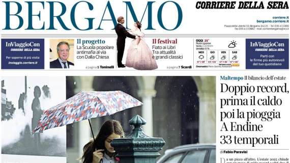 PRIMA PAGINA - Corriere di Bergamo: "Atalanta, la pausa regala un CDK in più"