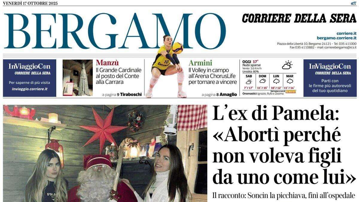 PRIMA PAGINA - Corriere di Bergamo:  Festa di compleanno con la Coppa di marmo