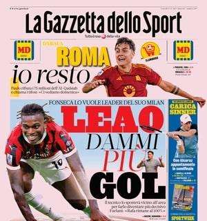 La prima pagina de La Gazzetta dello Sport è sul Milan di Fonseca: "Leao, dammi più gol"