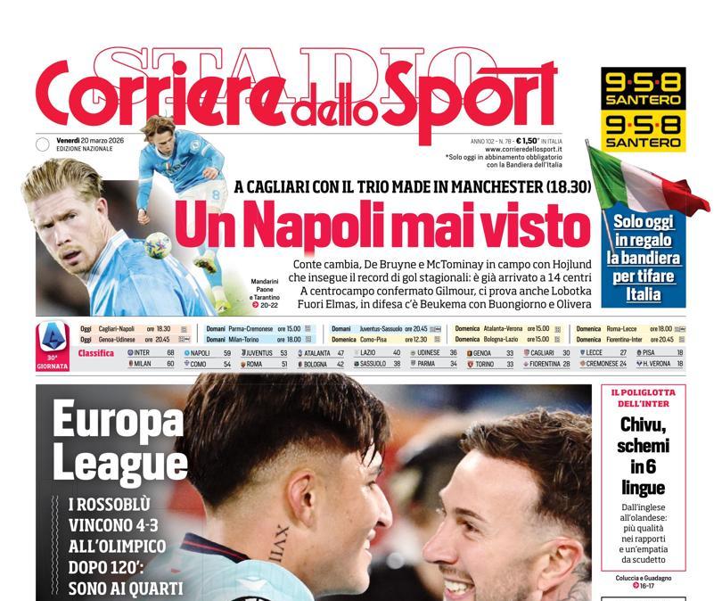 PRIMA PAGINA - Corriere dello Sport: "Un sogno Italiano"