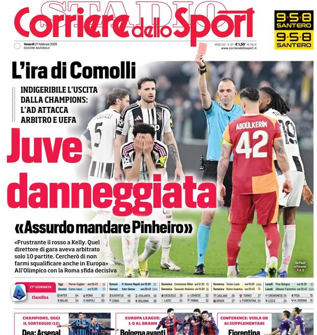 PRIMA PAGINA - Corriere dello Sport: "Juve danneggiata"