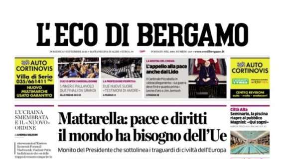 PRIMA PAGINA - L’Eco di Bergamo: "Coppa Europa League. La statua sarà svelata il 17 ottobre con la festa"