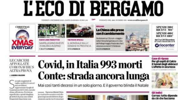 L'Eco di Bergamo - "Contagi ancora in discesa. Ripartenza, prime ipotesi"