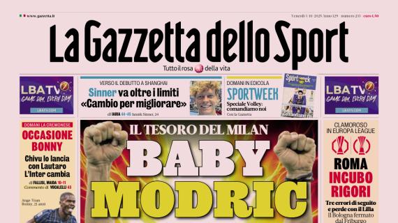 PRIMA PAGINA - La Gazzetta dello Sport: "Baby Modric"