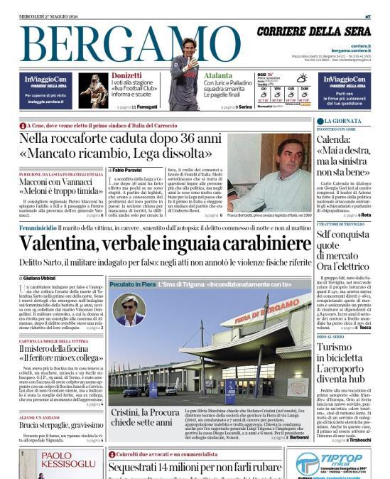 PRIMA PAGINA - Corriere di Bergamo: "Con Juric e Palladino squadra smarrita Le pagelle finali"