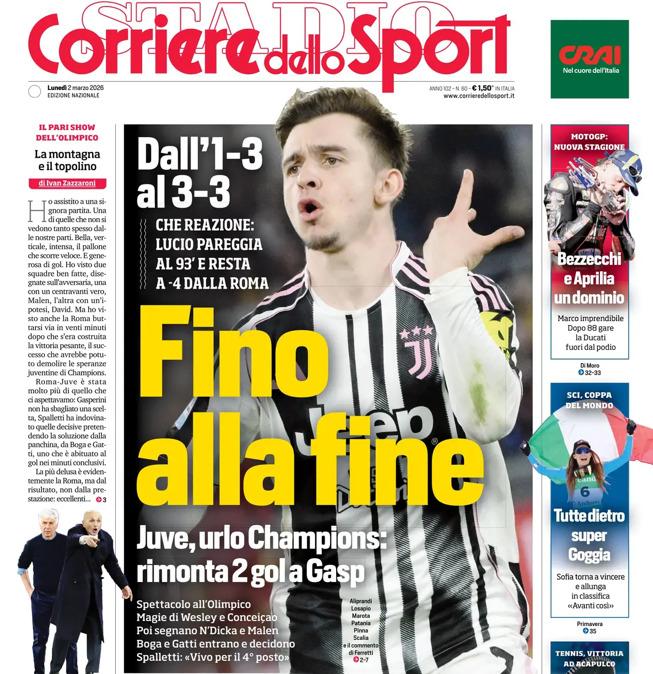PRIMA PAGINA - Corriere dello Sport: "Fino alla fine"