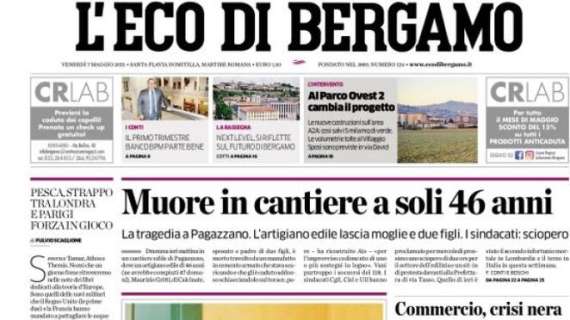 L'apertura de L'Eco di Bergamo: "Muore in cantiere a soli 46 anni. La tragedia a Pagazzano"