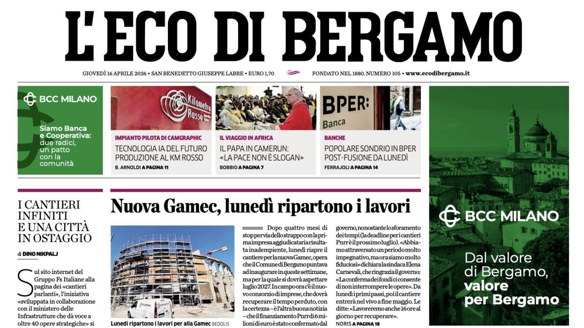 PRIMA PAGINA - L'Eco di Bergamo: "Atalanta e Roma: duello alla pari sul piano delle individualità"