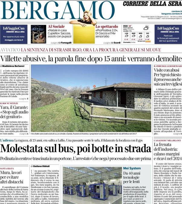 PRIMA PAGINA - Corriere di Bergamo: Palladino, grande ex a caccia di punti