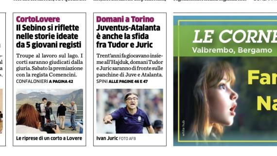 PRIMA PAGINA - L’Eco di Bergamo: "Juventus-Atalanta è anche la sfida tra Tudor e Juric"